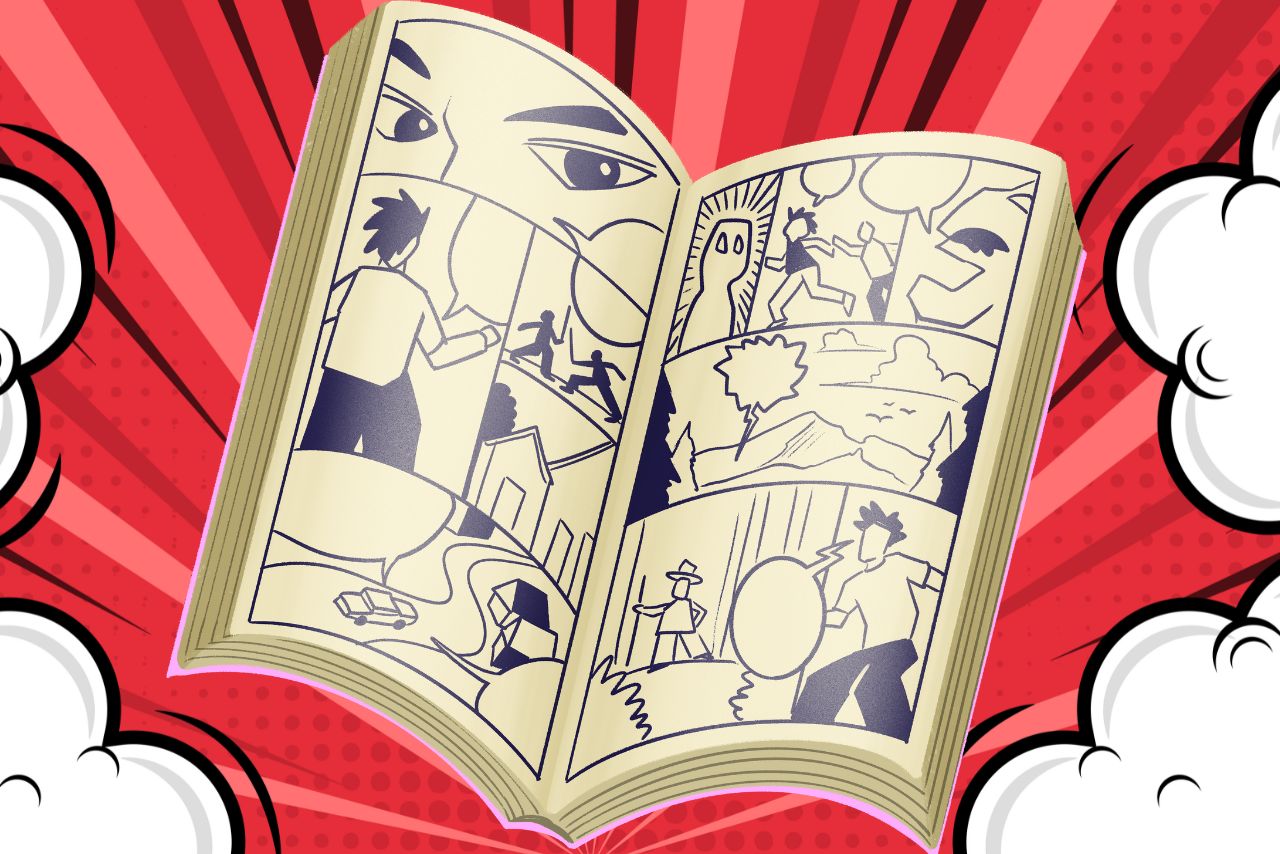 Illustration of a comic book.