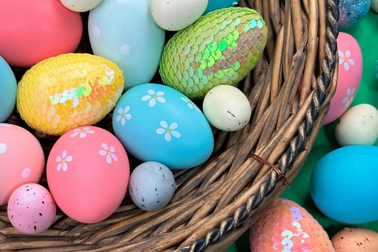 Colorful decorated eggs.