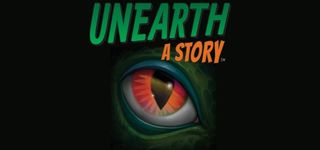 Unearth a Story logo with dinosaur eye.