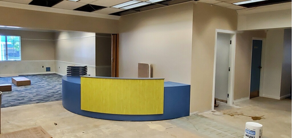 new children's desk in unfinished children's area