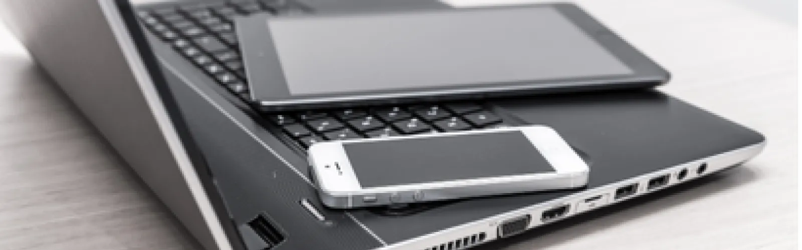 Laptop, tablet and phone